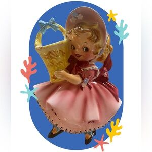 vintage Lefton Miss Dainty wall pocket.